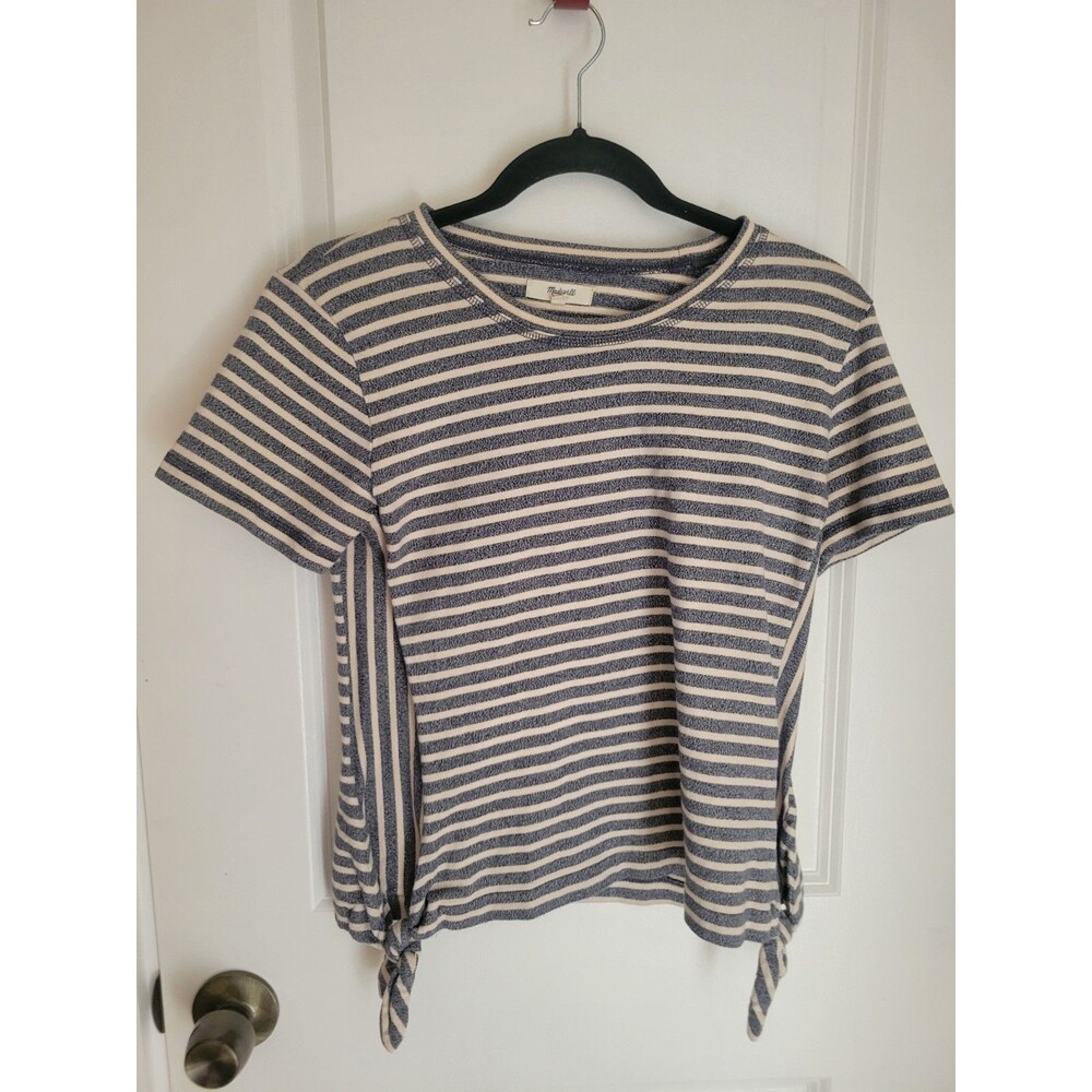 Madewell Blue & White Top W Ties Sz Small